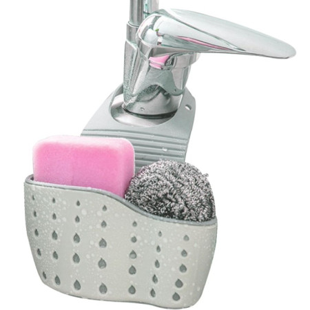 Suport Scurgere pentru Burete si Laveta de Vase Bucatarie, Cyrax, Verde, Curea Reglabila, Plastic Flexibil, 15x 5x 21cm