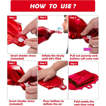 Balon Folie Metalizata Litera U, Cyrax, 40 cm, Umflati cu Heliu sau Aer, Ambalaj Individual, Pai inclus, Rosu