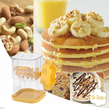 Dispozitiv de Zdrobit, Cyrax, pentru Alune, Nuci, Ciocolata, Manual, din ABS, 10 x 7.2 cm, Galben