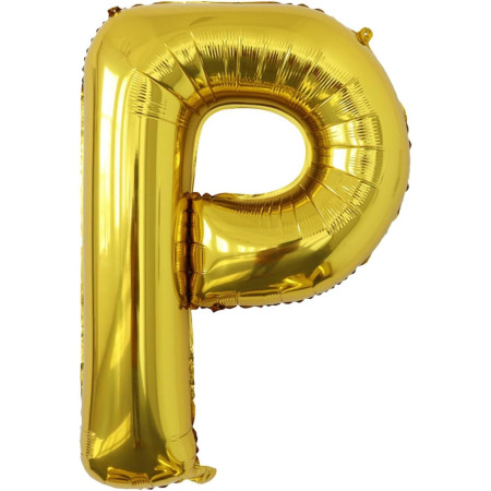 Balon Folie Metalizata Litera P, Cyrax, 40 cm, Umflati cu Heliu sau Aer, Ambalaj Individual, Pai inclus, Auriu