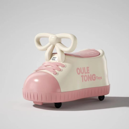 Masina pentru Copii, Cyrax, Model Pantof, 4 Roti, 1-6 ani, Cutie de Depozitare, din ABS, 48 x 27 x 34 cm, Roz