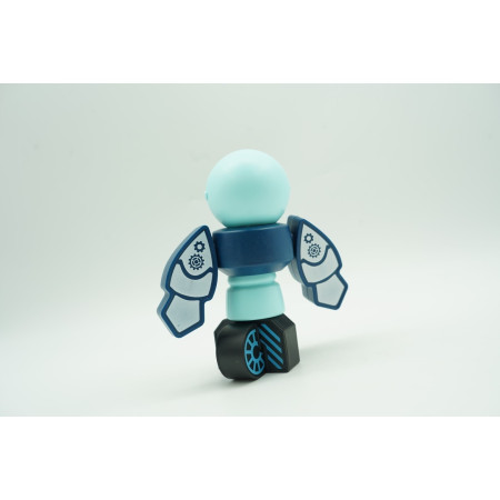 Cyrax Set inteligent de blocuri magnetice pentru copii, 7 piese, cutie depozitare, robotel, albastru