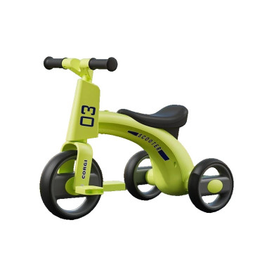 Tricicleta pentru Copii, Cyrax, Exercitiu de Echilibru, pentru 1-6 Ani, Functie de Lumini si Sunete, cu Pedale, din Plastic, Roti Gonflabile, Greutate Portanta 60 kg, 57 x 36 x 47 cm, Verde