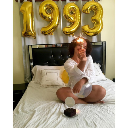 Balon din Folie Metalizata Cyrax, Figurina Cifra, Tema Aniversare 40 cm, Ambalaj Individual, Pai inclus, Umflare cu Aer sau Heliu, Auriu, Cifra 9