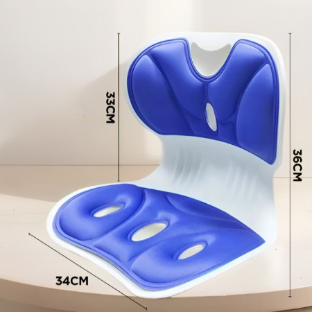 Suport pentru Scaun, Cyrax, pentru Corectarea Posturii, Portabil, Ergonomic, Ameliorare Durere, Respirabil, 36x34x33 cm, Marime L, Albastru