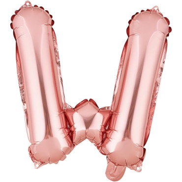 Balon Folie Metalizata Litera W, Cyrax, 40 cm, Umflati cu Heliu sau Aer, Ambalaj Individual, Pai inclus, Rose Gold
