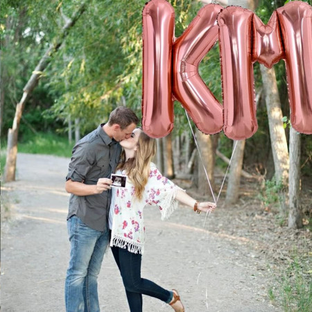 Balon Folie Metalizata Litera M, Cyrax, 80 cm, Umflati cu Heliu sau Aer, Ambalaj Individual, Pai inclus, Rose Gold