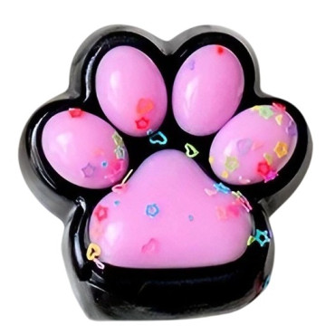 Jucarie Antistres Squishy, Cyrax, cu Revenire Lenta, Squeeze Pinch Family, Model Labuta de Pisica, 6.8x6.2 cm, 55g, Ambalaj Transparent, Roz Deschis