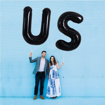 Balon Folie Metalizata Litera U, Cyrax, 40 cm, Umflati cu Heliu sau Aer, Ambalaj Individual, Pai inclus, Negru