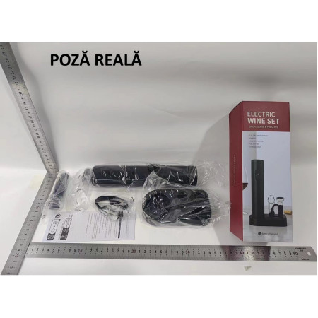 Set Tirbuson Electric din 5 piese, Cyrax, Deschizator Electric, cu Baterii, Multifunctional, 23x14cm, Negru