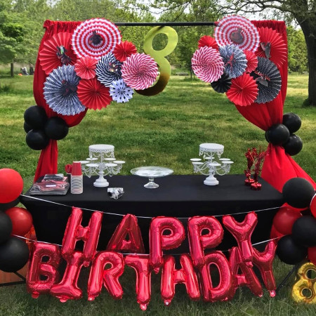 Balon Folie Metalizata Litera A, Cyrax, 40 cm, Umflati cu Heliu sau Aer, Ambalaj Individual, Pai inclus, Rosu