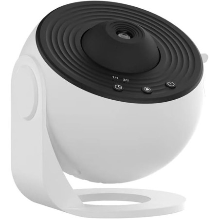 Lampa Tip Proiector Galaxie,  pentru Dormitor, Tematica Cer Instelat, Model Glob, HD, Rotire 360 de Grade, 20 de Imagini, Incarcare USB, 10 W, 15x15 cm, Alb Negru