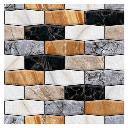 Set 10 x Placi Tapet Autocolant 3D cu Imitatie de Marmura Asimetrica,  pentru Perete Bucatarie Sufragerie, Usor de Curatat, Rezistent la Apa, Autoadeziv, 30x30 cm, Maro Gri Negru