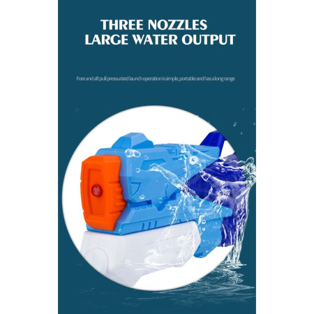 Pistol cu Apa pentru Copii, Rezervor, Pentru Piscina/Plaja, Cyrax, 6ani+,  3 duze, Albastru, 770ML