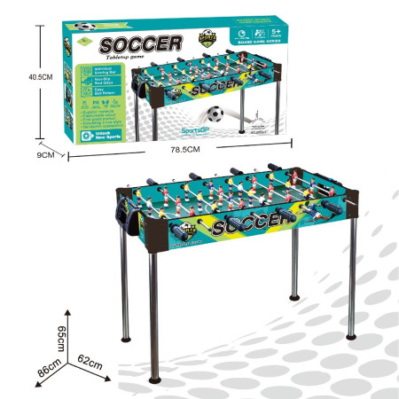 Masa de Fotbal, Cyrax, cu Picioare Inalte, 8 Manere, Tablou de Scor, 86 x 62 x 65 cm, din Lemn/Otel si ABS, Albastru