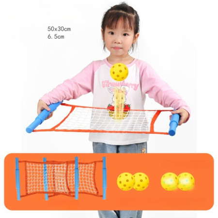 Joc Spikeball, Cyrax, pentru Copii, Joc in 2, pentru Plaja, Parcuri, Interior, 2 Plase, 2 Mingi Normale, 2 Mingi Luminoase, Senzorial, Prinderea Mingii, 50x30 cm,  Multicolor