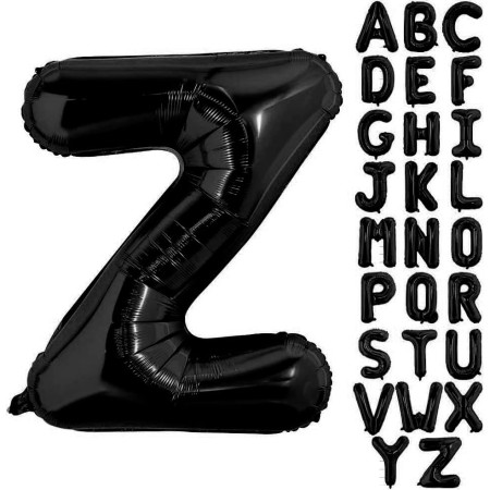Balon Folie Metalizata Litera Z, Cyrax, 40 cm, Umflati cu Heliu sau Aer, Ambalaj Individual, Pai inclus, Negru