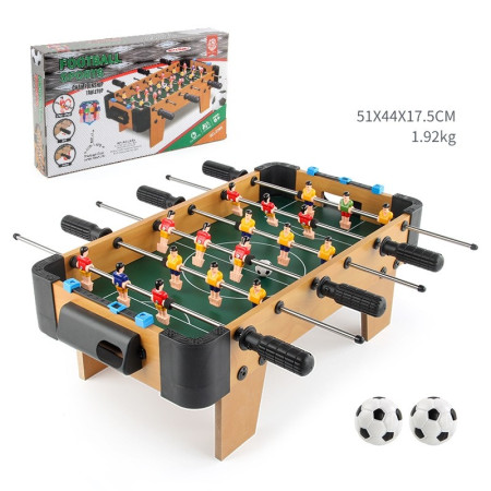 Masa de fotbal cu teren si 18 jucatori Cyrax, 6 manere, cu tablou pentru scor, din metal, lemn si ABS, 51 x 44 x 17.5 cm, cu picioare, pentru copii/adulti