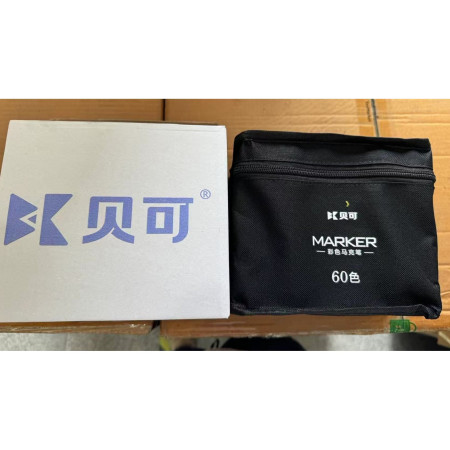 Set 60 Markere, Cyrax, pe Baza de Ulei, Dublu Capat, Subtire 1mm si Gros 6 mm, Geanta Depozitare, 15 cm, Multicolor