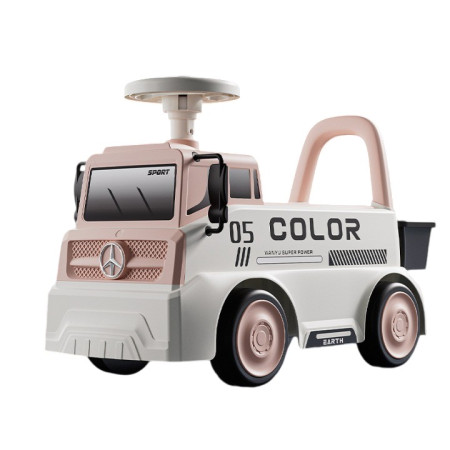 Mașinuță pentru copii, Cyrax, 3 ani, Model Camion, Sport, Claxon, Cutie Depozitare, 62x26x40 cm, Roz