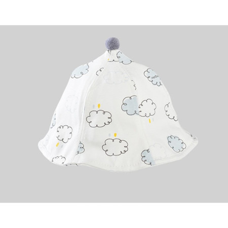 Palarie de Protectie pentru Bebelusi, Cyrax, Model cu Norisori Albastri, Pescareasca, de Primavara si Toamna, cu Masca si Fermoar, 48 cm, pentru 6-12 Luni, Bleu