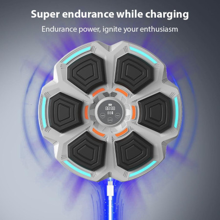 Tinta Lovituri Box Montabil pe Perete, Cyrax, Gri, Difuzor, Bluetooth, Iluminare LED, 41.5 x 6.5 x 42 cm, Manusi Incluse