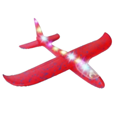 Avion Planor cu Pilot, Cyrax, Din Polistiren, Cu Lumini pe Toata Lungimea, 47 cm, Rosu