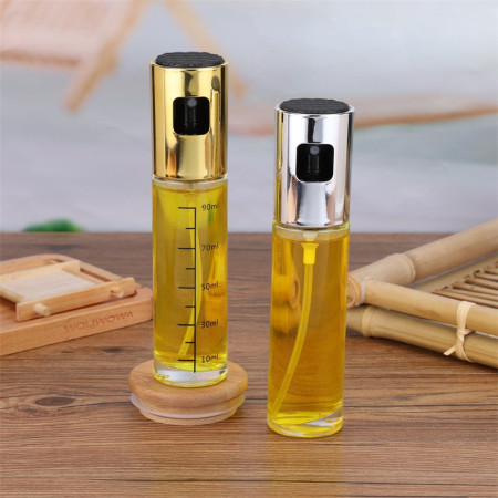 Pulverizator Ulei, Otet, Cyrax, din Sticla, 100 ml, Reincarcabil, 18.3 x 4.3 cm, Masura 90 ml, Capac Lucios, Auriu