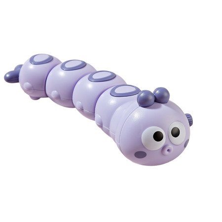 Jucarie mecanica pentru copii Cyrax, omida haioasa, cu cheita, distractiva, se taraste, se misca, 15 x 4 cm, mov