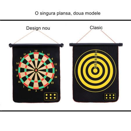 Set Joc Darts Cyrax, Doua Fete pentru Joc, 6 Sageti Incluse, Magnetic, Dimensiuni 37 x 40 cm, Design clasic, Multicolor