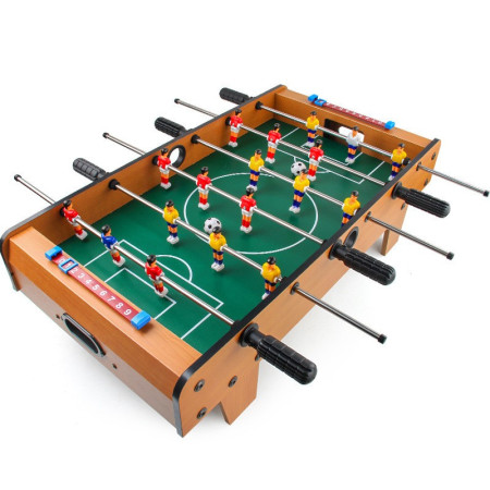 Masa de Fotbal cu Teren si 18 Jucatori Cyrax, 6 Manere, cu Tablou pentru Scor, din Metal, Lemn si ABS, 69 x 36.5 x 23 cm, cu Picioruse, pentru copii/adulti