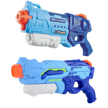 Set 2x Pistol cu Apa pentru Copii, Rezervor, Pentru Piscina/Plaja, Cyrax, 6ani+, Albastru, 1200 ML + 900 ML