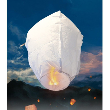 Set 3 Lampioane Zburatoare, Cyrax, Hartie Biodegradabila, 82 x 45 x 31 cm, Alb