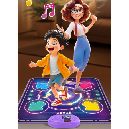 Jucarie Interactiva, Cyrax, Covor Muzical de Dans, 4-6 Ani, Bluetooth, 4 Moduri, 90 x 90 cm, Mov