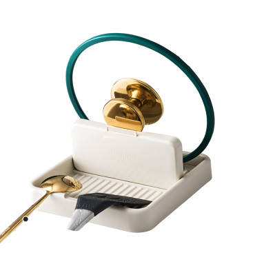 Suport Pliabil, Cyrax, pentru Capace, Linguri, Multifunctional, Plasare pe Blatul de Bucatarie, 18.9x16.2x2.6 cm, Crem