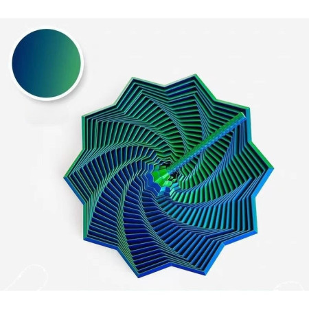 Jucarie Decompresie, Cyrax, Model Stea 3D, DuoChrome, Maner Spirala, Turn Magic Geometric, Multiple Forme, Anti-stress, 11 cm, Verde/Albastru