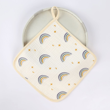 Prosop Absorbant, Cyrax, din Bumbac, 25 x 25 cm, Model Curcubeu, cu Agatatoare, Bej