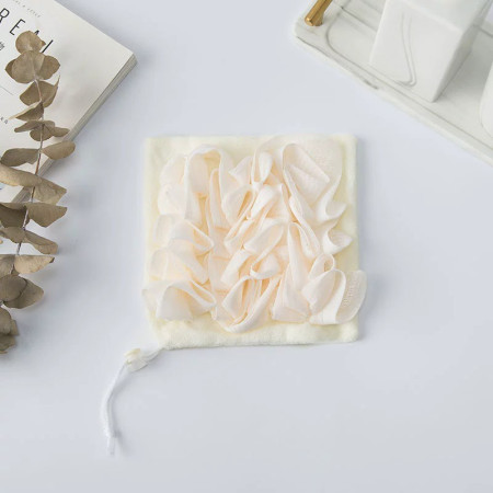 Prosop de Baie,  2in1, cu Burete din Plasa, 17 x 17 cm, Bej