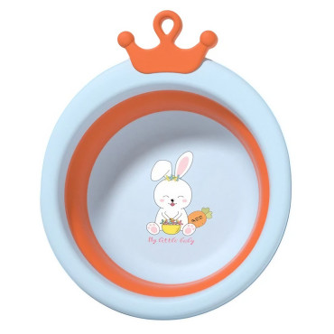 Cada Pliabila pentru Baie pentru Copii, Cyrax, Cadita pentru Bebelusi, Model Rotund cu Iepuras, Blue, 30x31x3.5 cm, 3.3 L