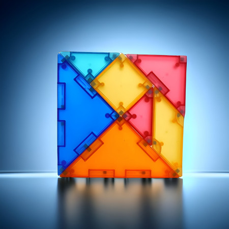 Joc Magnetic Tangram, Cyrax, 7 Piese Magnetice, Forme Geometrice, 3 Ani, EVA, ABS, Magnet, 10.5 x 10.5 x 2.2 cm, Multicolor