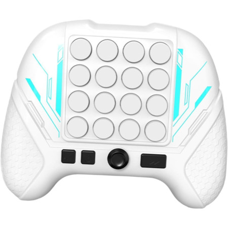 Jucarie Interactiva Pop It, Cyrax, Tip Consola, Anti-Stres, 5 Moduri de Joc, din ABS si Silicon, +3 Ani, Sunete si Lumini Model Controller, Alb