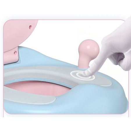 Olita pentru Copii, Cyrax, +6 luni, Compartiment Detasabil, cu Capac, Antiderapanta, din Plastic, Colac Moale, Model Animat Ciclop, cu Maner, 33 x 21 x 45 cm, Albastru/Roz