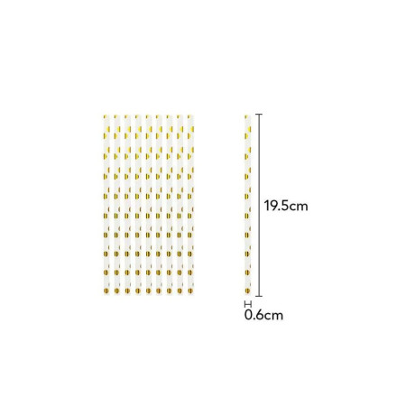 Set 10 Paie, Cyrax, din Hartie, 19.5 cm, Model cu Buline Aurii, Alb