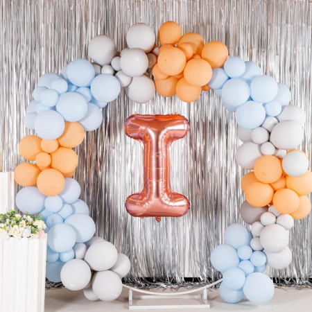 Balon Folie Metalizata Litera I, Cyrax, 80 cm, Umflati cu Heliu sau Aer, Ambalaj Individual, Pai inclus, Rose Gold