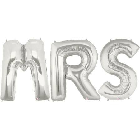 Set Baloane din Folie Metalizata, Cyrax, Figurine Litere, Model MR&MRS, Tema Nunta, 40 cm, Baloane Party, Ambalaj Individual, Pai inclus, Umflare cu Aer sau Heliu, Argintiu