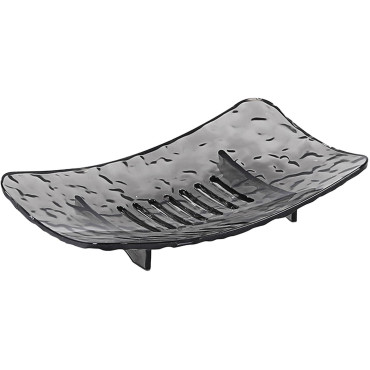 Savoniera din Plastic  15 x 9 cm, cu Scurgere Apa, Design Modern, Gri