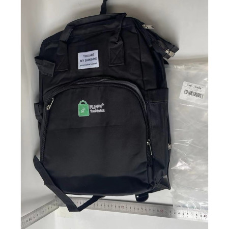 Rucsac Multifunctional pentru Mamici, Cyrax, cu Patut Pliabil si Baza de Schimbat, Rezistent la Apa, Capacitate Mare, Usor, Compartimente Multiple, Buzunar Termic pentru Lapte, 42 x 32 x 22 cm, Negru