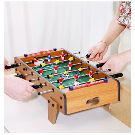 Masa de fotbal cu teren si 18 jucatori Cyrax, cu tablou pentru scor, din metal, lemn si ABS, cu Picioare, 69 x 34 x 65 cm, pentru copii si adulti