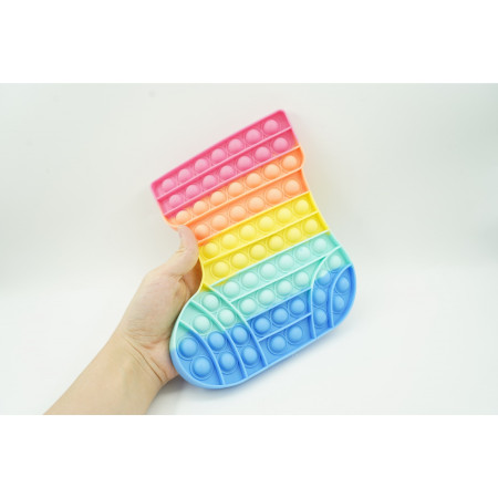 Jucarie antistres din silicon, Cyrax, Pop It Now and Flip It, Ciorap Craciun, Multicolor