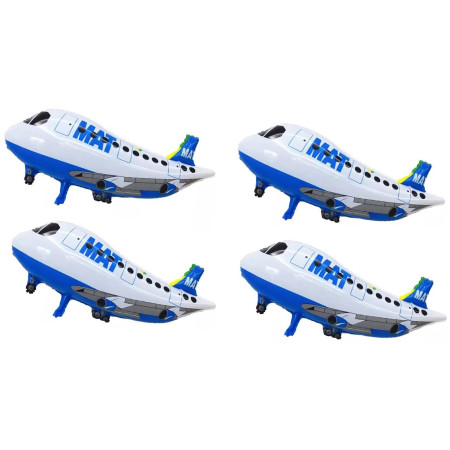 Balon din Folie Metalizata, Cyrax, Figurina Avion, Tema Aeronava, 44x82.5 cm, Ambalaj Individual, Pai Inclus, Umflare cu Aer sau Heliu, Alb